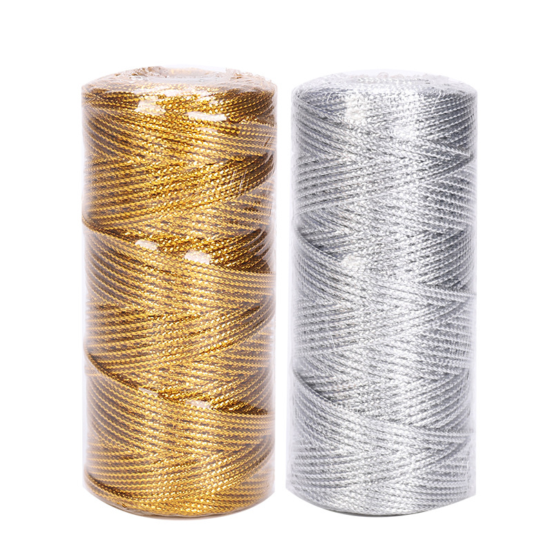 1,5 mm 100 m/Rolle Gold Silber Schnüre Metallic Schnur rutschfeste Schnur Riemen Faden Geschenktüten Kleidungsstück Schuhe Band DIY Nähen – Detail 7