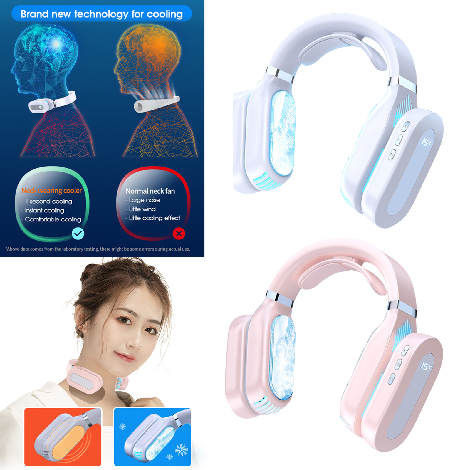 Dual Function Portable Lazy Neck Fan Neckband 3-Speed Mode Hand Free Bladeless Cooling & Warmer Fan for Winter & Summer 2600Mah
