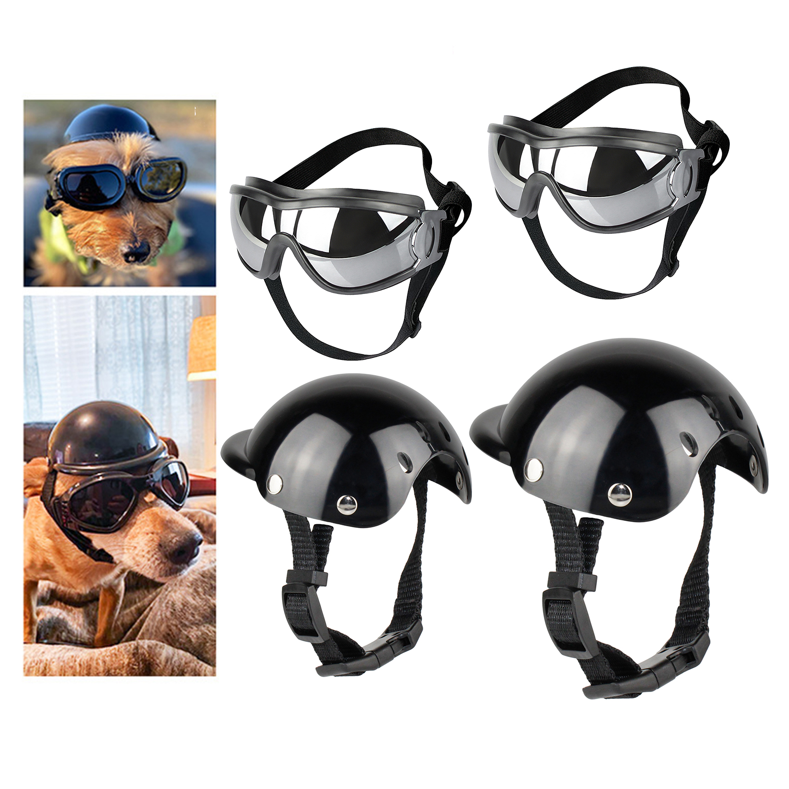 Funny Pet Hat Dog Helmet with Sunglasses Motorcycle ABS Caps For Small Dogs French Bulldog Accessories Birthday Party Costumes