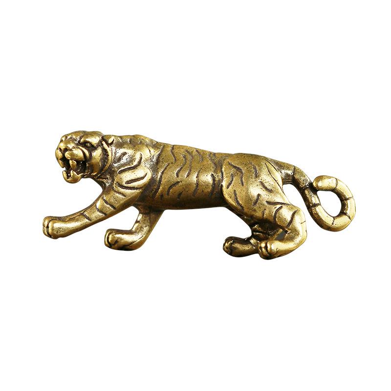 Antike Kupfer Tiger König Figuren Home Decor Zubehör Vintage Messing Tier Berg Ornamente Schreibtisch Dekorationen – Detail 7