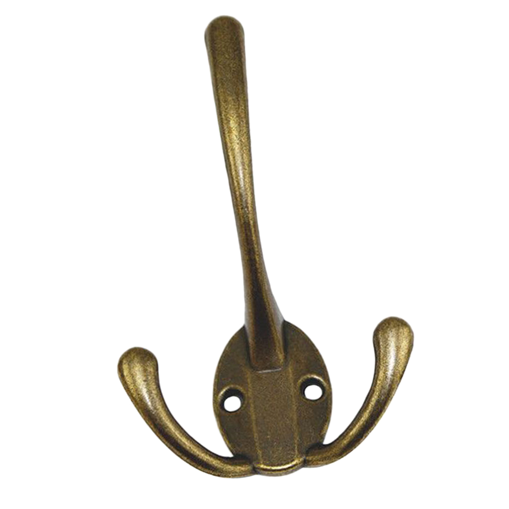 Retro Zinc Alloy Coat Hooks Dual Hook Hanger For Clothes Scarf Keychains