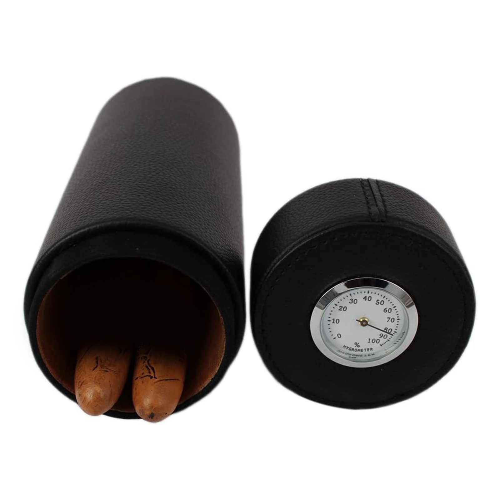 Leather Cigar Case Black Portable Travel Cigar Humidor Waterproof 5-8 Tubes Holder Humidifier Storage Carrying Case