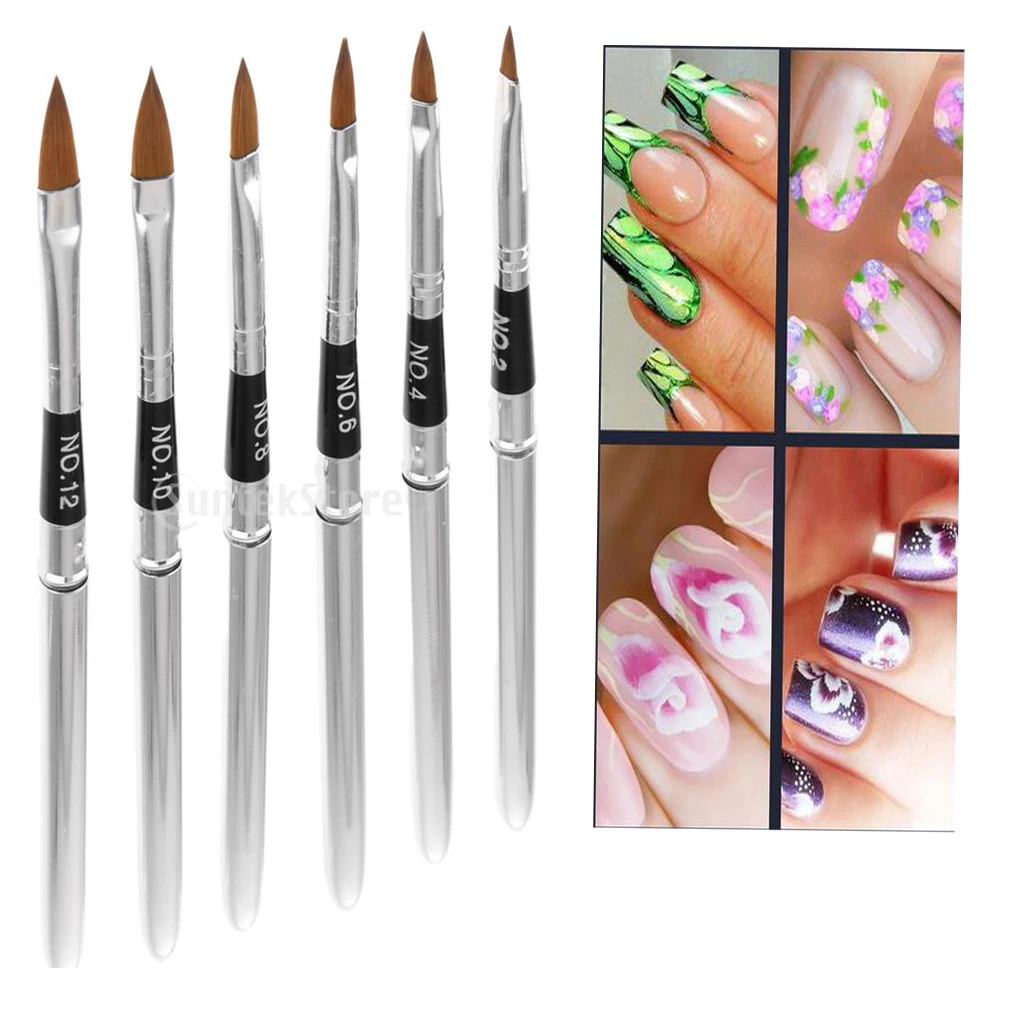 6pcs Mermaid Tail Stick UV Gel Polish Nails Art Drawing Painting Pen Brushes