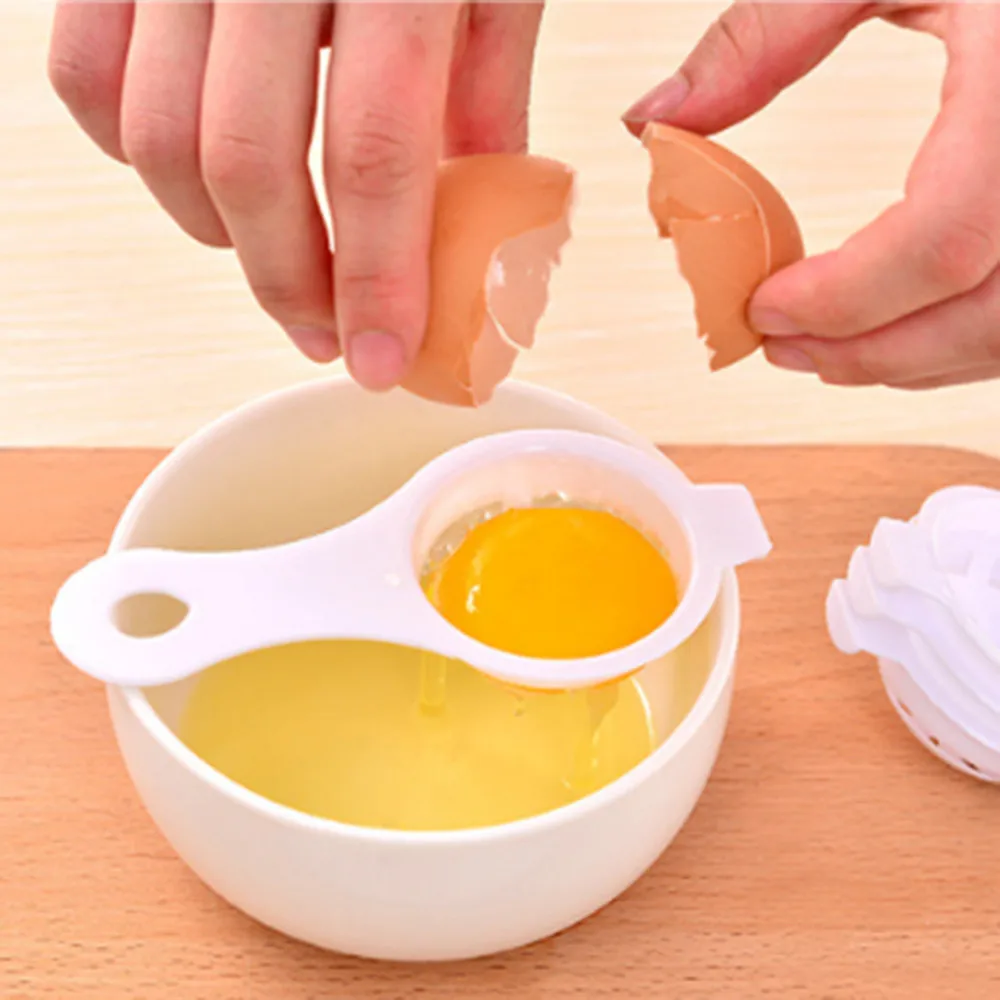 White Egg Yolk Separator Tools Easy Cooking House Sieve Gadget Kitchen K6X6