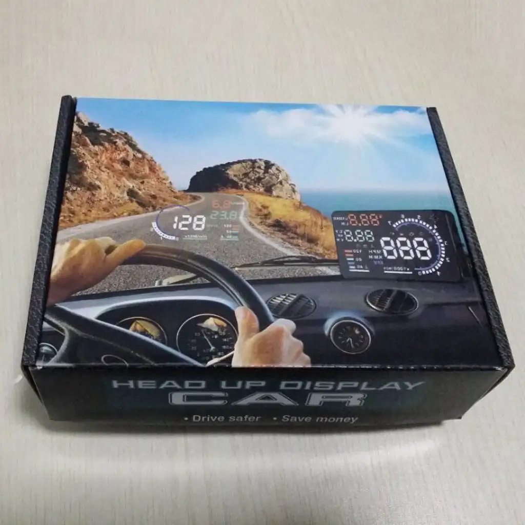 5.5` Multi-color Screen A8 Car HUD Head up Display OBD II Speed Warning