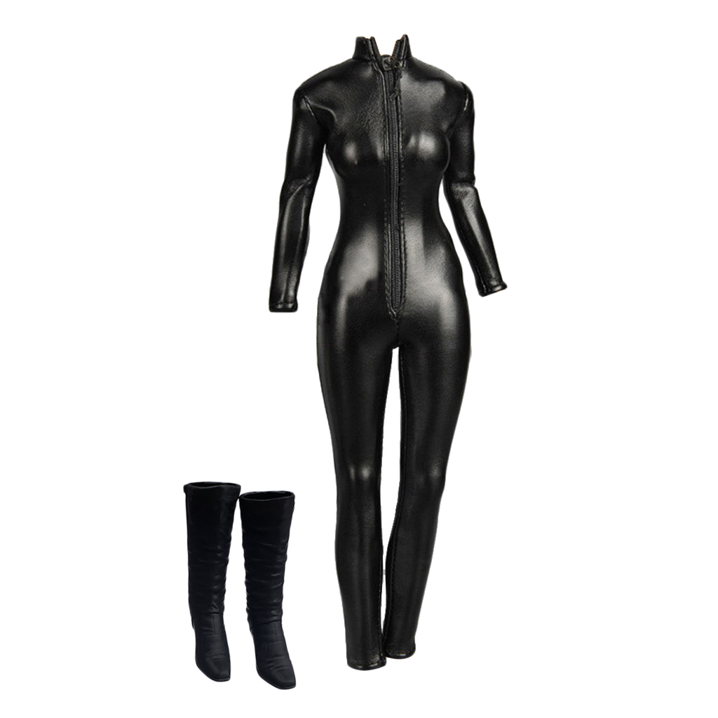1/6 Girl Jumpsuit Zipper High Heel Shoes for 12