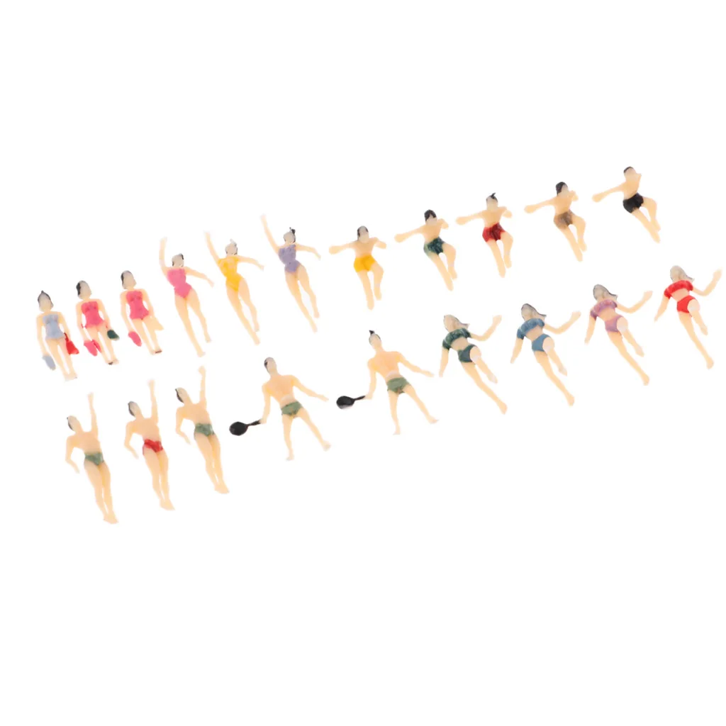 20 Pcs N Scale 1: 150 Painted Model Figures People Swimmer Gift