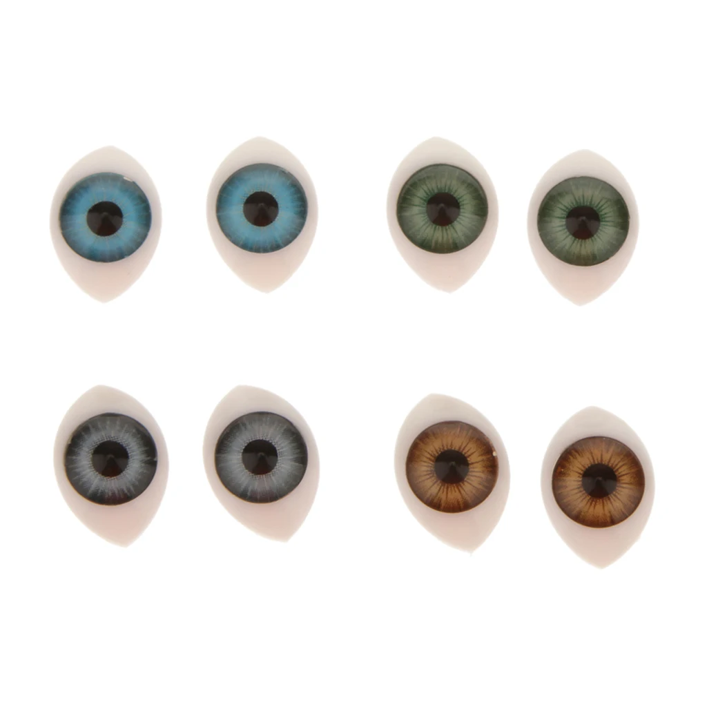 8Pcs/Lot 4 Color Oval Hollow Back Plastic Eyes for Doll Animal Toy  DIY 9mm