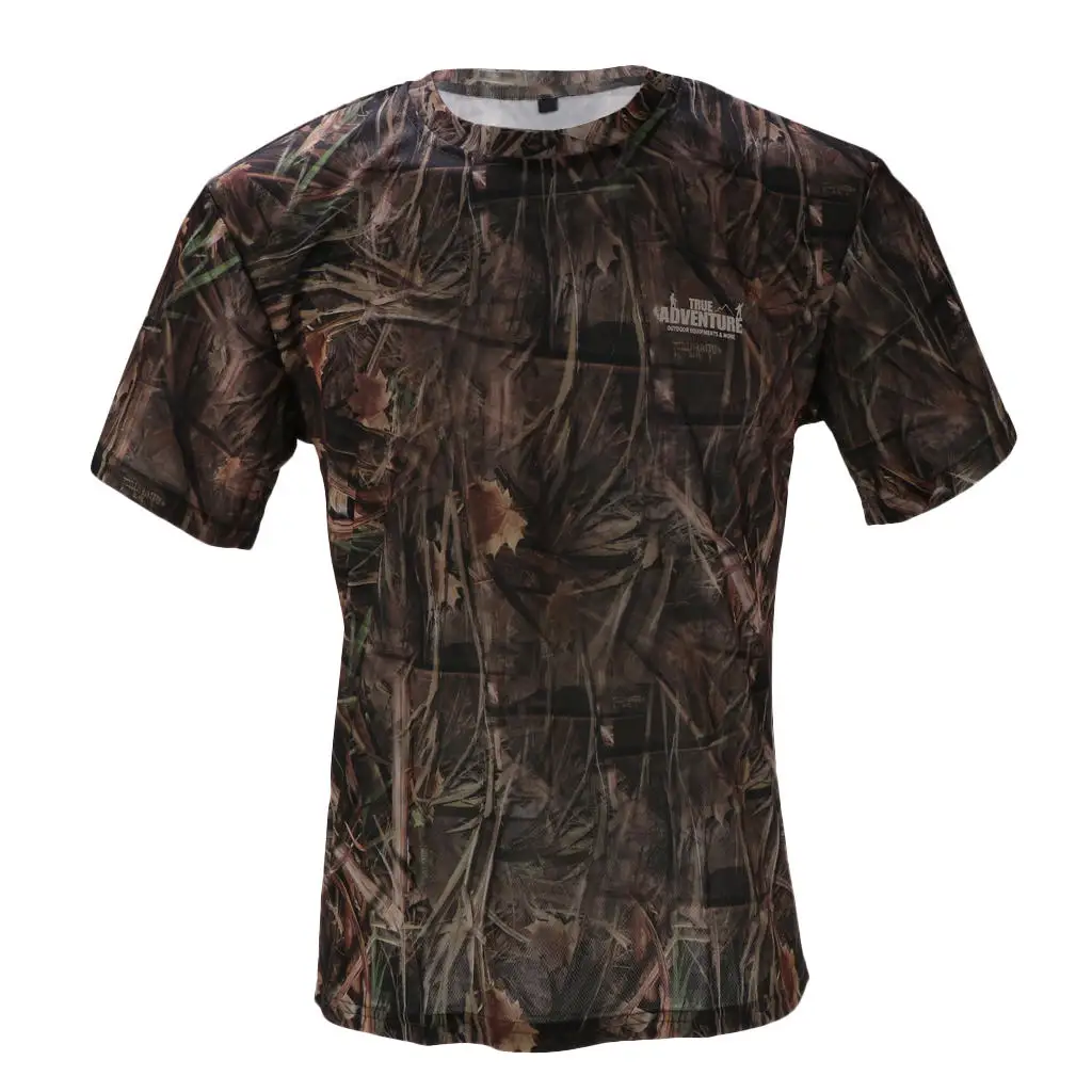 Men Short Sleeve T Shirt Hunting Bionic Camouflage Quick Dry Clothing