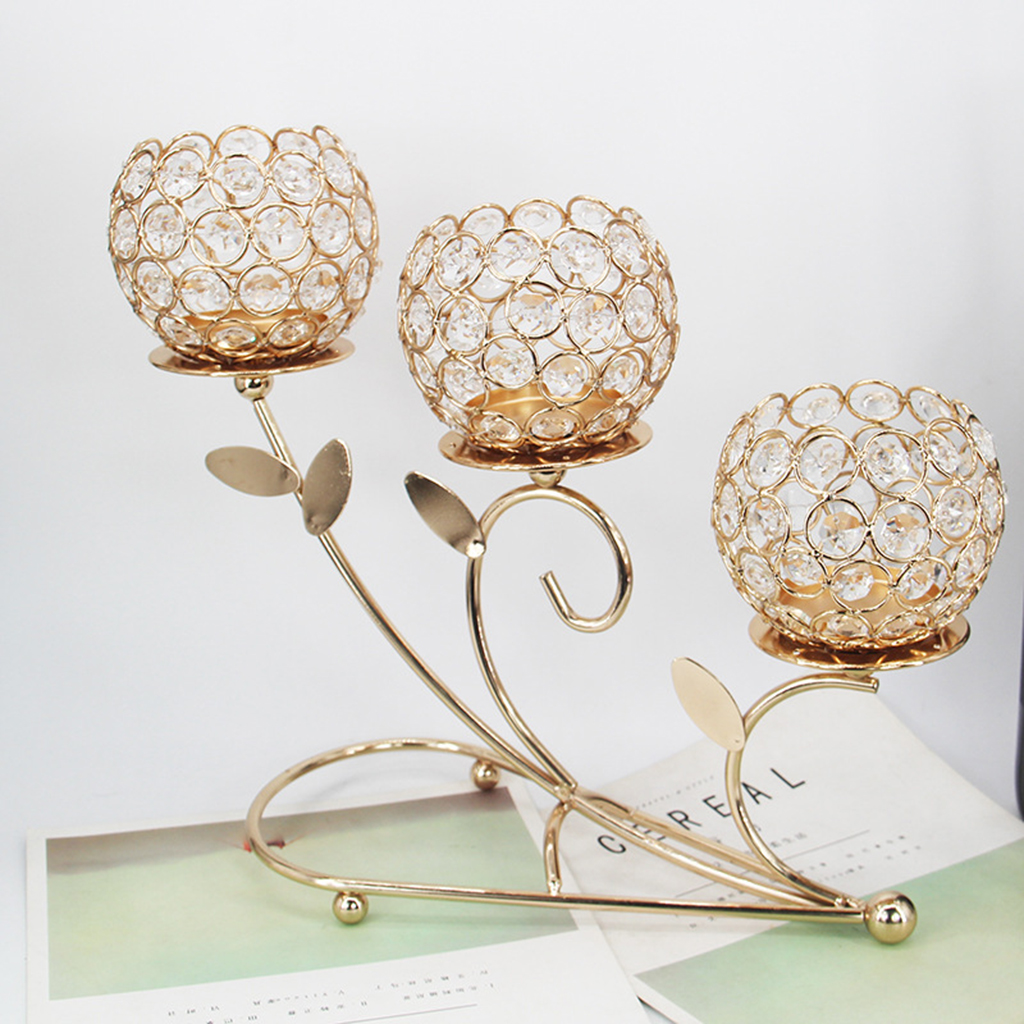 Candle Holder 3-Arm Candelabra Desktop Centerpiece Cabinet Home Decoration