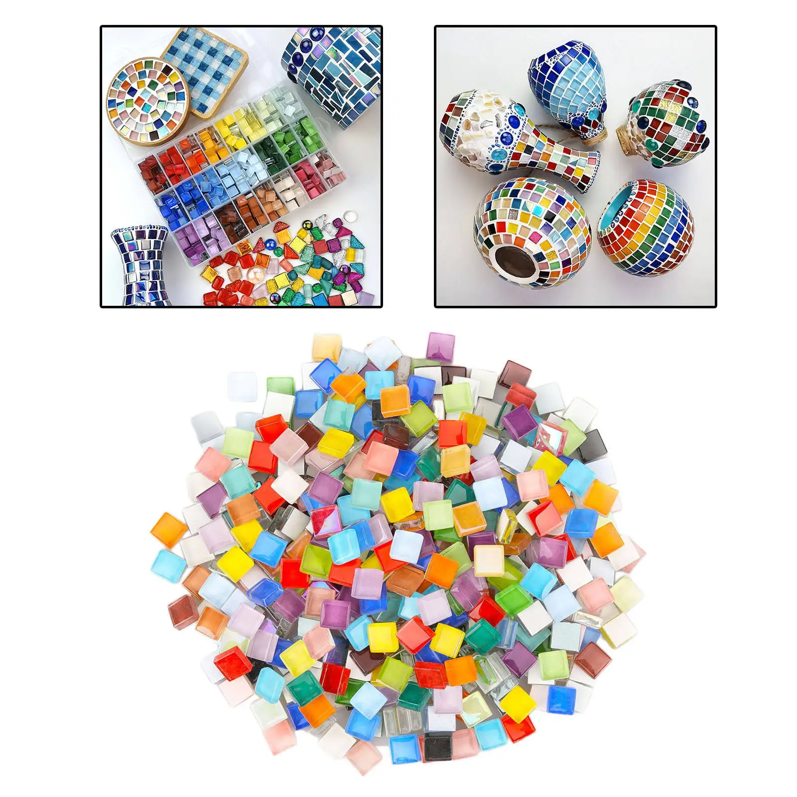 Mini Glass Mosaic Tiles Glitter Mixed Colors Glass Sticker DIY Material for DIY Crafts Hobbies Picture Frames Plates Flowerpots