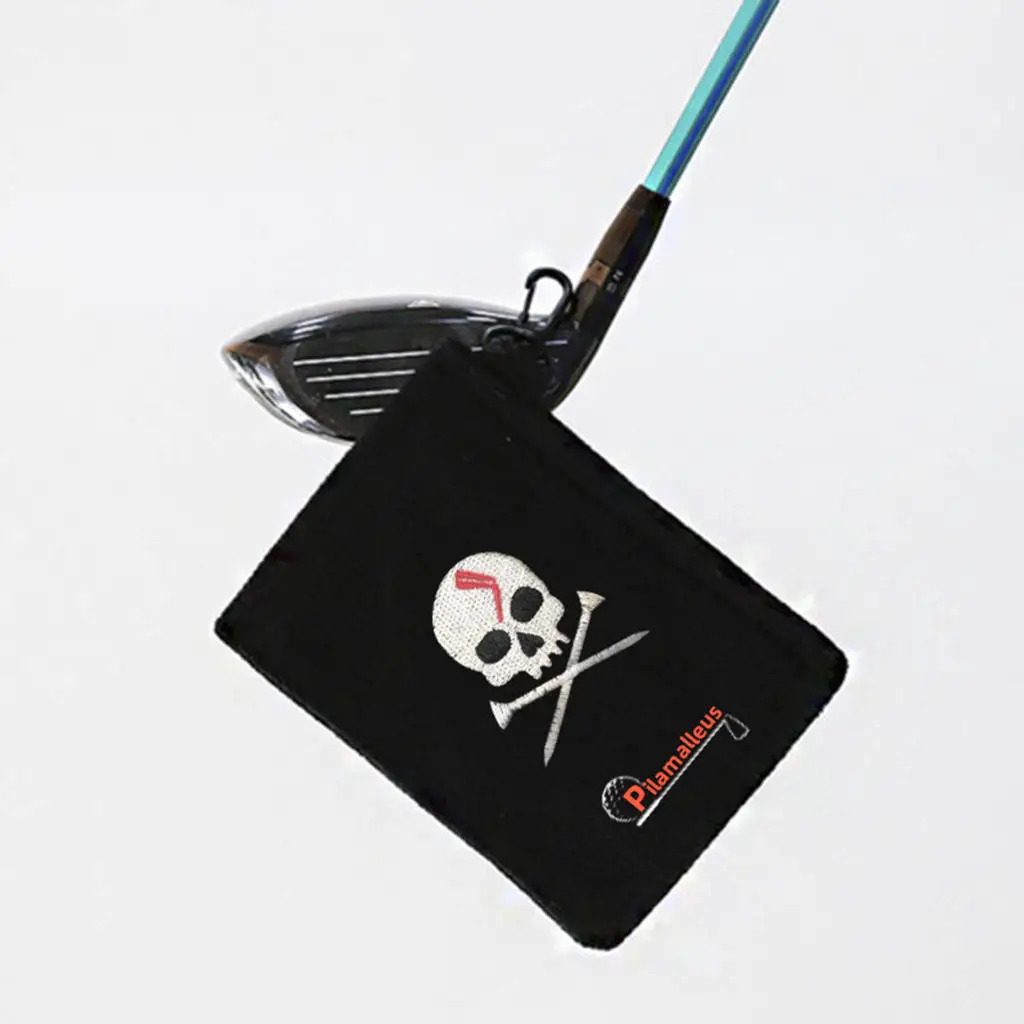 SKULL Golf Ball Towel Polyester & Magnet Mini Club Cleaner 10.5x15cm Golf Swing Practice Tool
