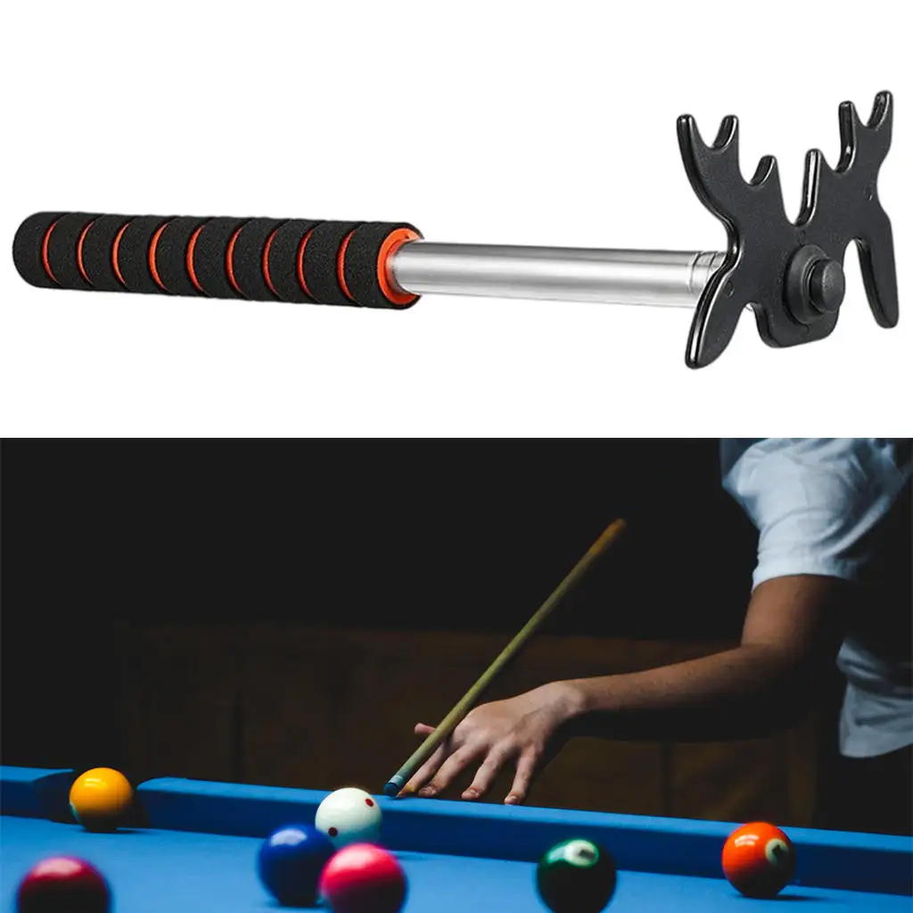 Retractable Billiards Pool Cue Stick with Removable Plastic Bridge Head Stainless Steel Portable for Indoor Competition