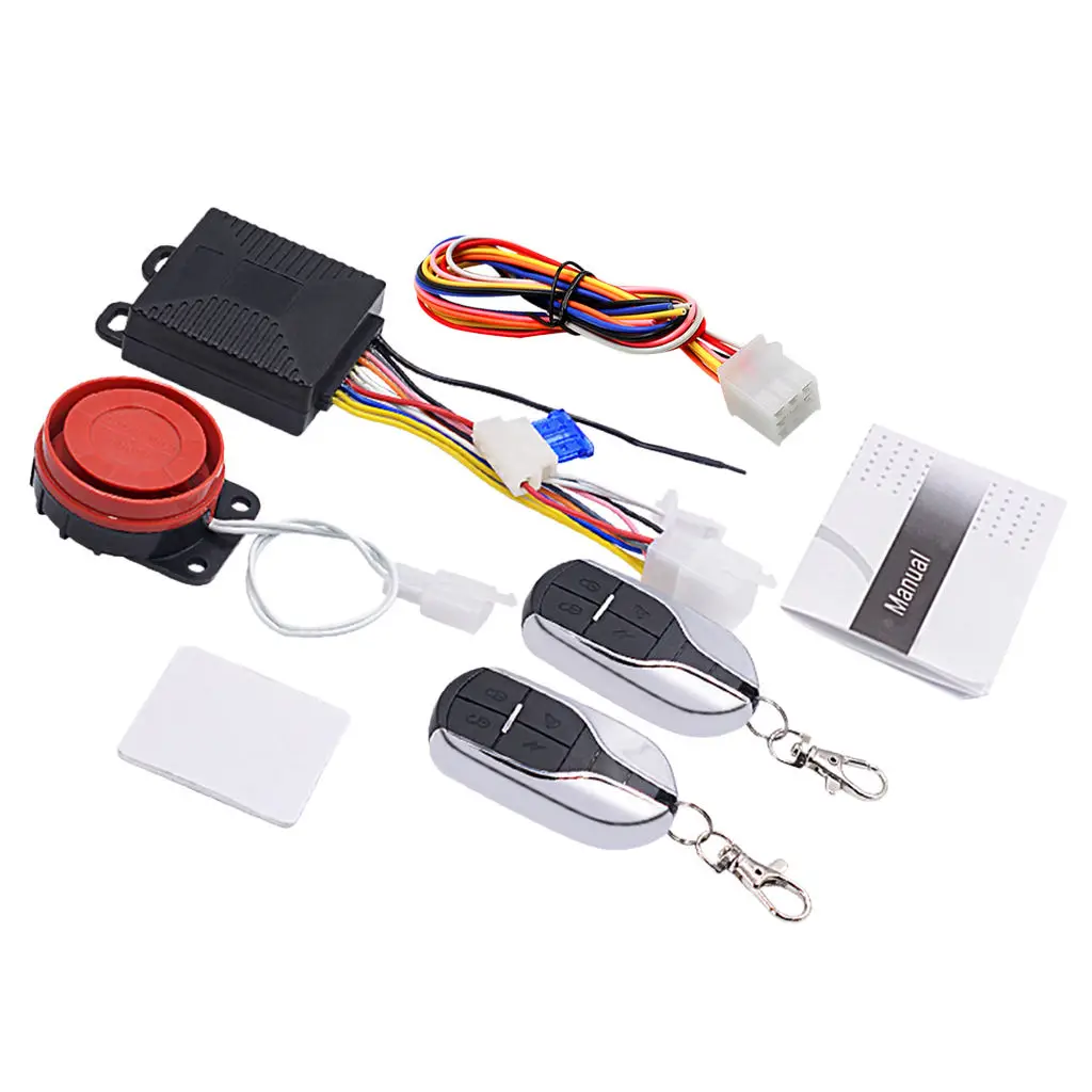 Set of Universal Motorcycle Motorbike Alarm System Immobiliser Remote Control Security