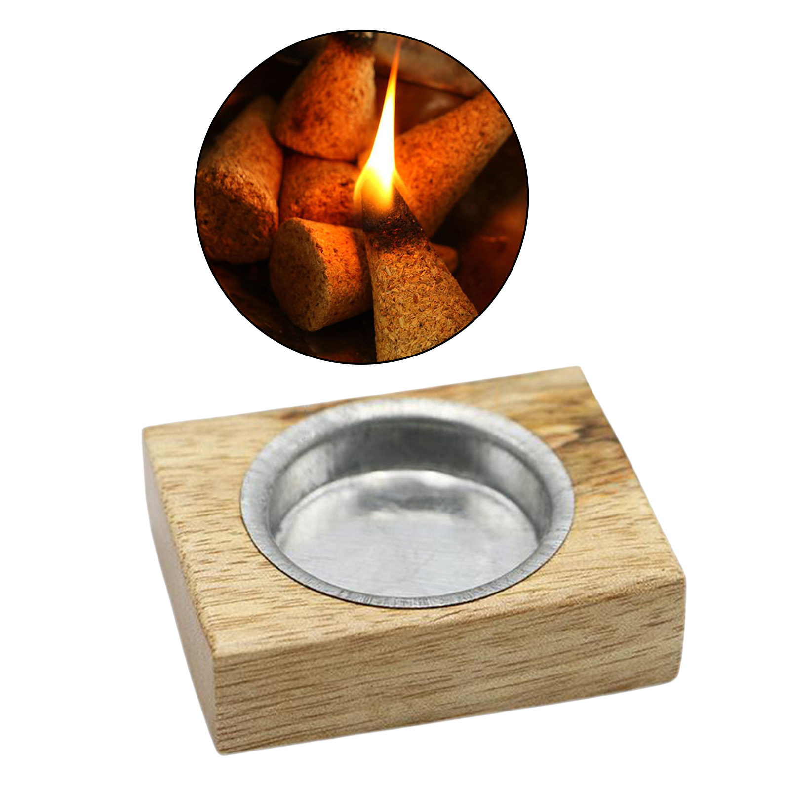 Incense Burner Stand Wooden Cone Incense Stick Wax Candle Ash Catcher Supply