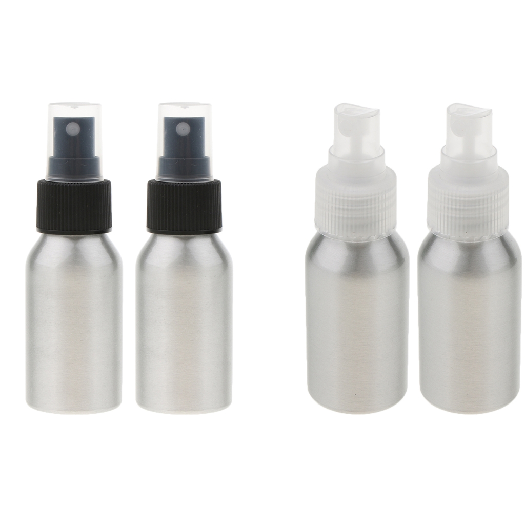 40ml Mini Aluminum Spray Bottles; Water Fine Mist Atomizer Bottles (2-pack Bundle), Silver, Travel
