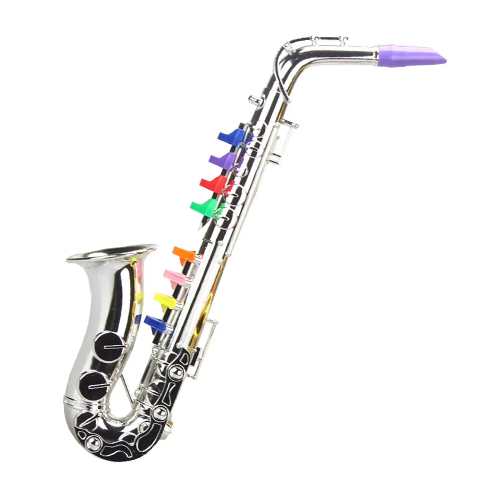 Saxophone Mini 8 Notes ABS Metallic Musical Wind Instruments for Party Gifts Ages 3+ Kids