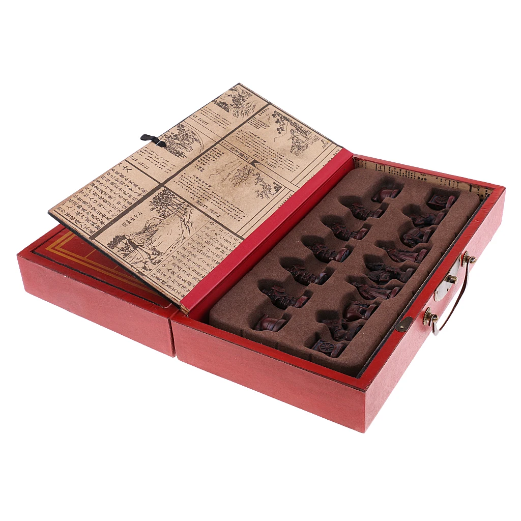 Finest Vintage Chess Wooden Chess Board Chinese Traditional Game XiangQi Collectible Craft Gift for Friends Kids Family