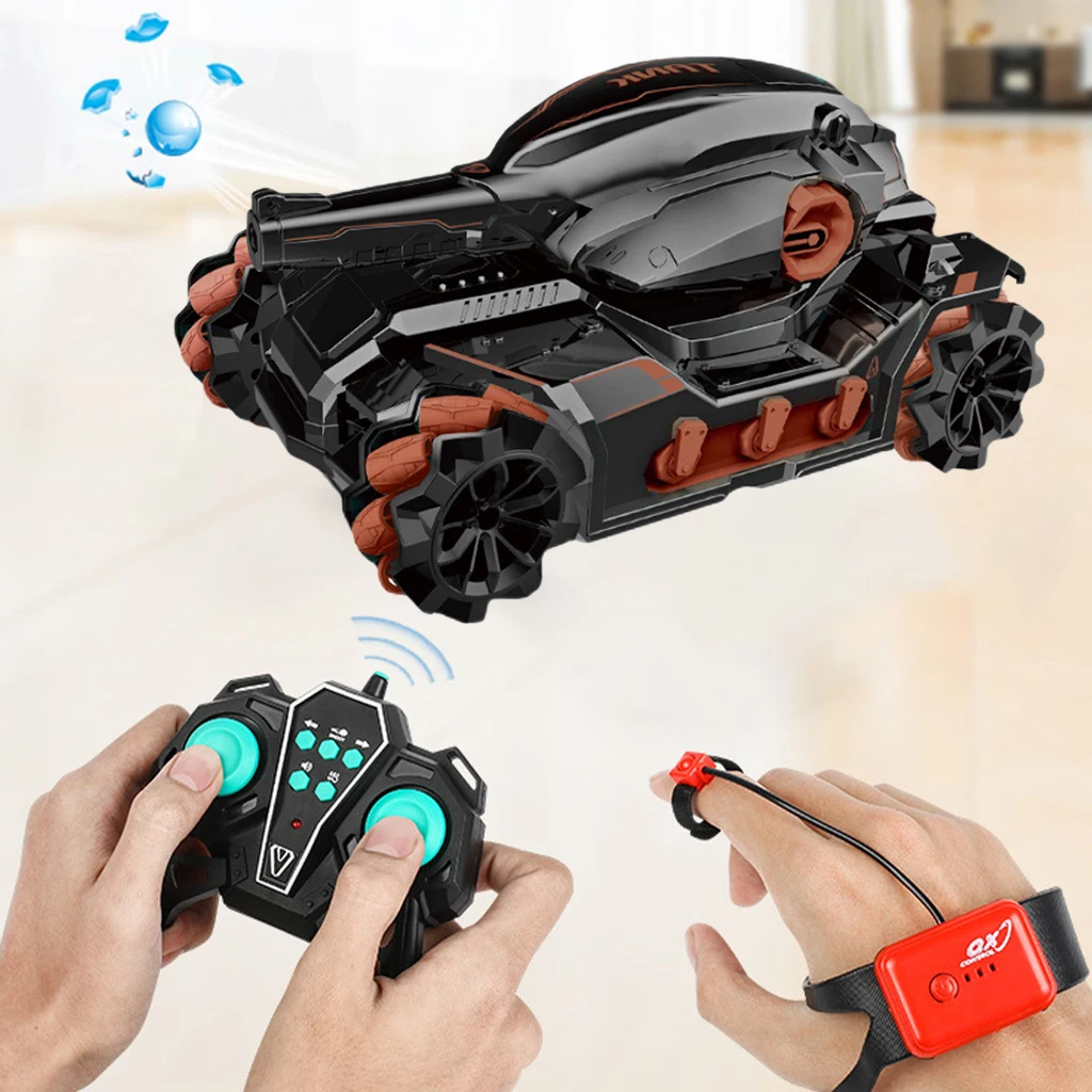 2.4Ghz Radio Control Water Bomb RC Tank Toy Car Racing Gesture Induction Stunt 4WD for Boys 30 Minutes Playing Time Gifts