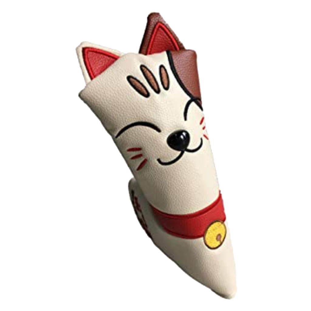 Golf Putter Head Cover PU Leather Lucky Cat Blades Headcover Club Golfer Gift
