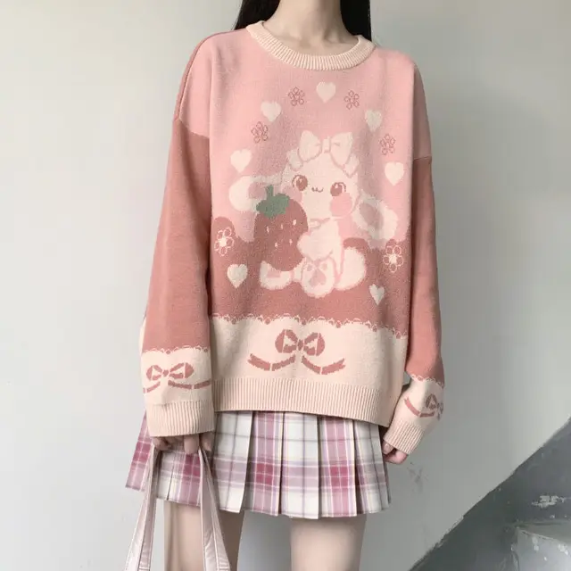 MINGLIUSILI Cartoon Print Kawaii Hoodie Autumn and Winter Fashion Plus  Velvet Pullover Women Cute Oversize Pink Anime Clothes