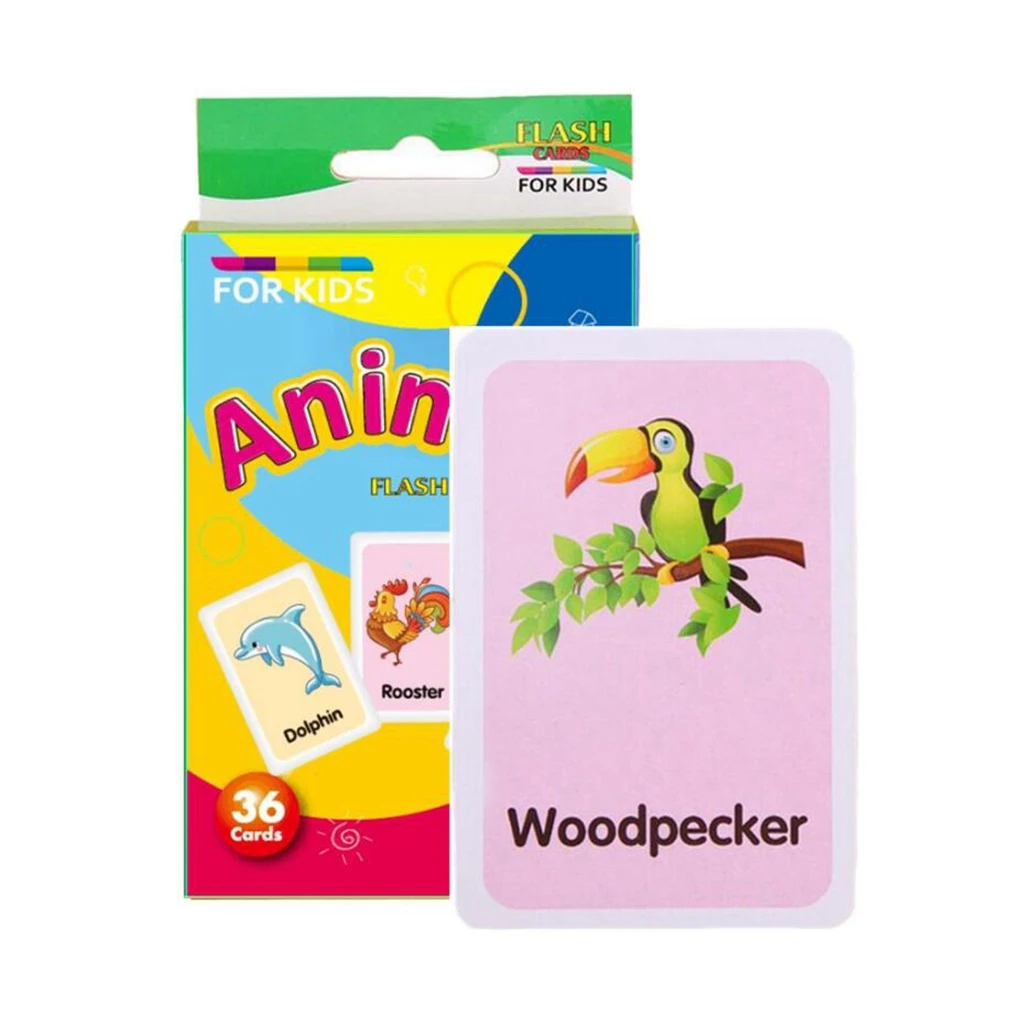 36 Pieces Preschool Educational Flash Cards for Kids Animals