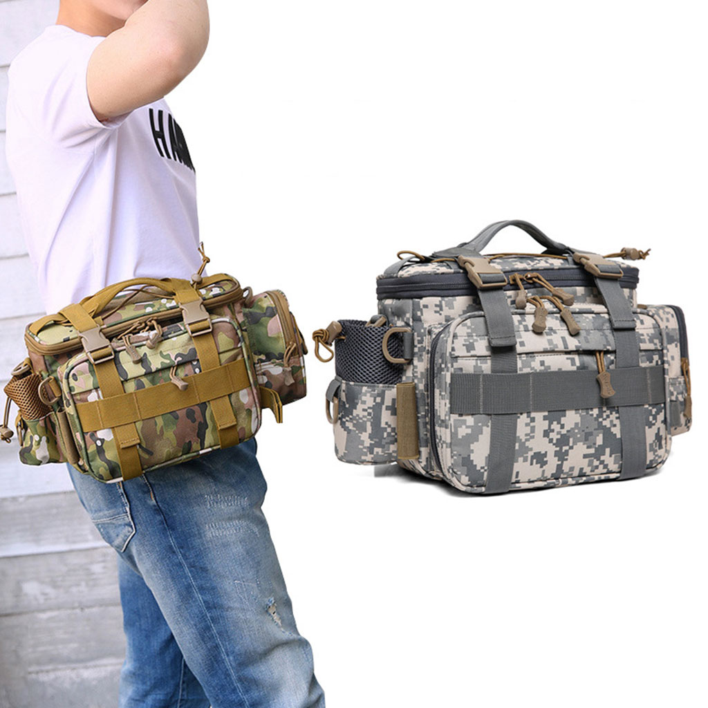 Fishing Tackle Bag 900D Oxford Lure Gear Shoulder Storage Bag Pack Organizer for Camping Fishing Hunting Hiking Outdoor