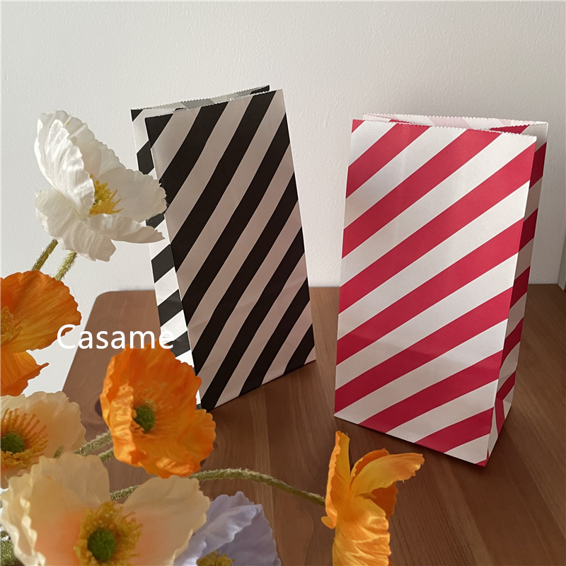 Streifenbeutel zum Verpacken von Kuchenboxen, Dankesbeutel, Geschenktüten, Partygeschenke, Süßigkeiten-Kekse-Box – Detail 5