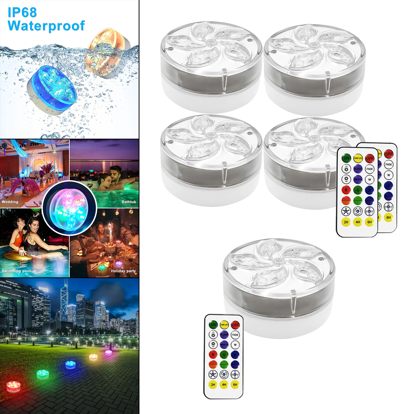RGB Underwater Light 11 LED Remote Controlled IP68 Decoration Submersible Light for Fish Tank Lawn Outdoor Indoor Vase