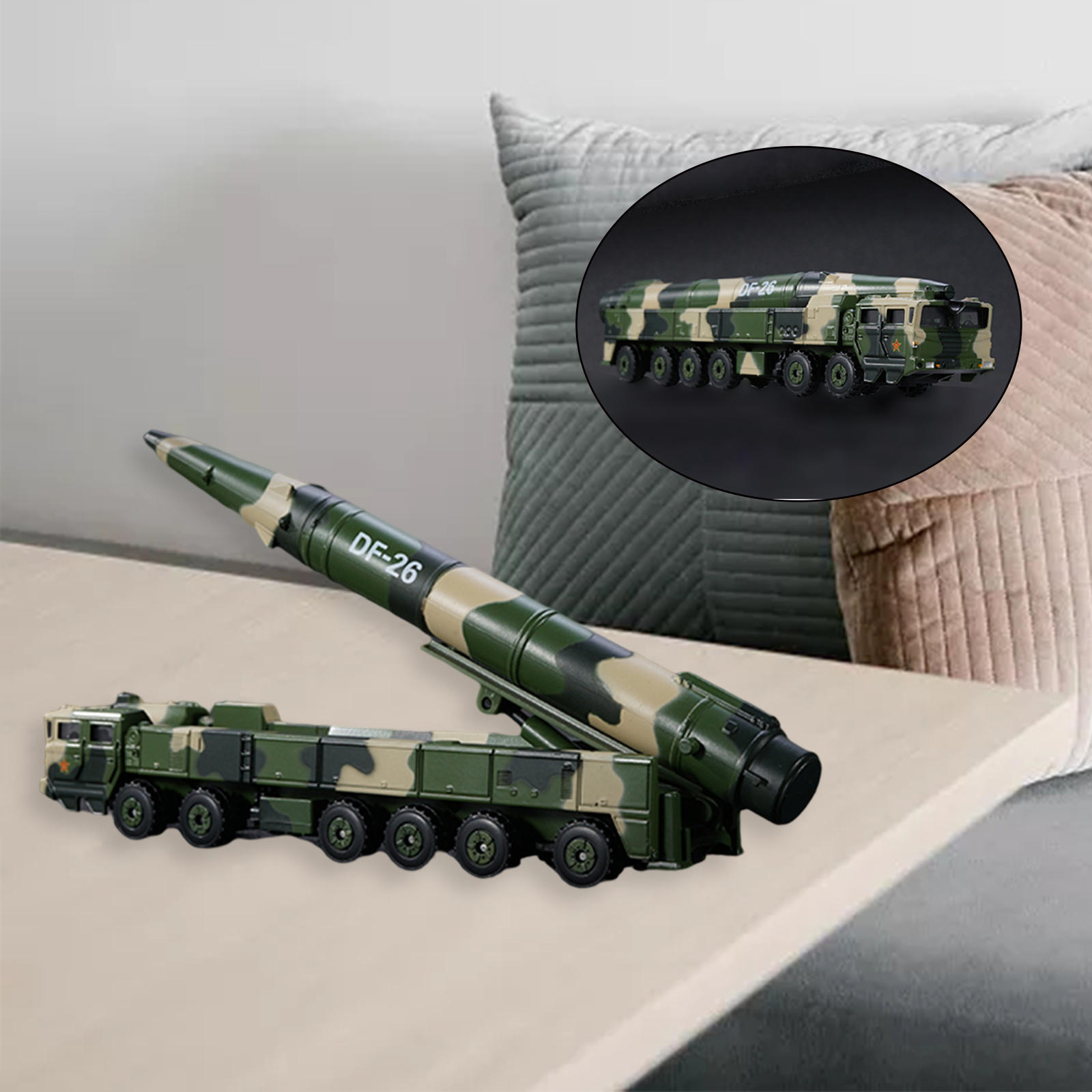 1/64 Die-Cast Missile Vehicles Table Decoration Army Model Collection Dongfeng 26 Ornament Alloy Parade Car Kids Adults Gifts