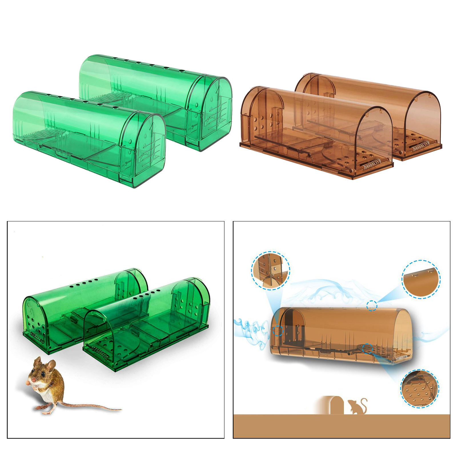 Humane Mouse Trap Large Mice Trap Reusable Rodent Trap No Killing Mice Catcher Live Mice Catcher Washable