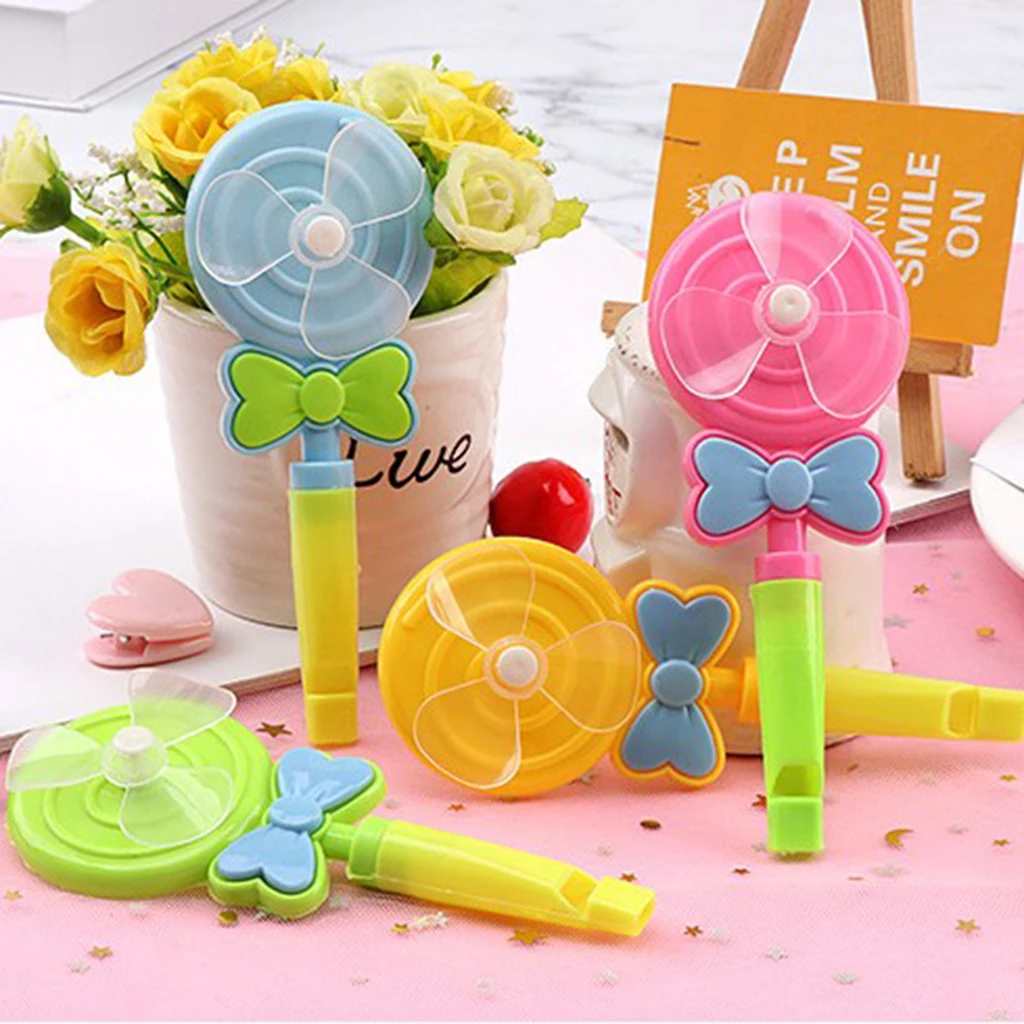 4Pcs Plastic Windmill Whistling Handle Toys Pinwheel Windmill Garden Running Play Toy Wind Spinner Gifts