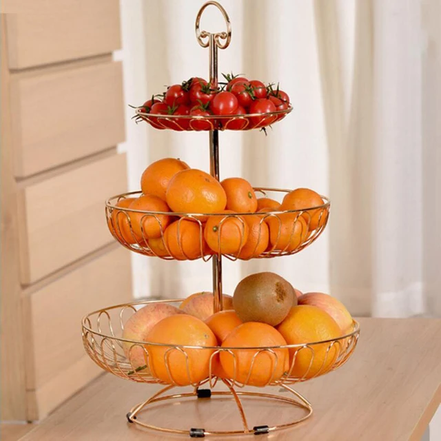 Frutero para encimera de cocina, cesta grande de frutas Morden para centro  de mesa, cuencos de frutas decorativos de acero inoxidable, soporte de
