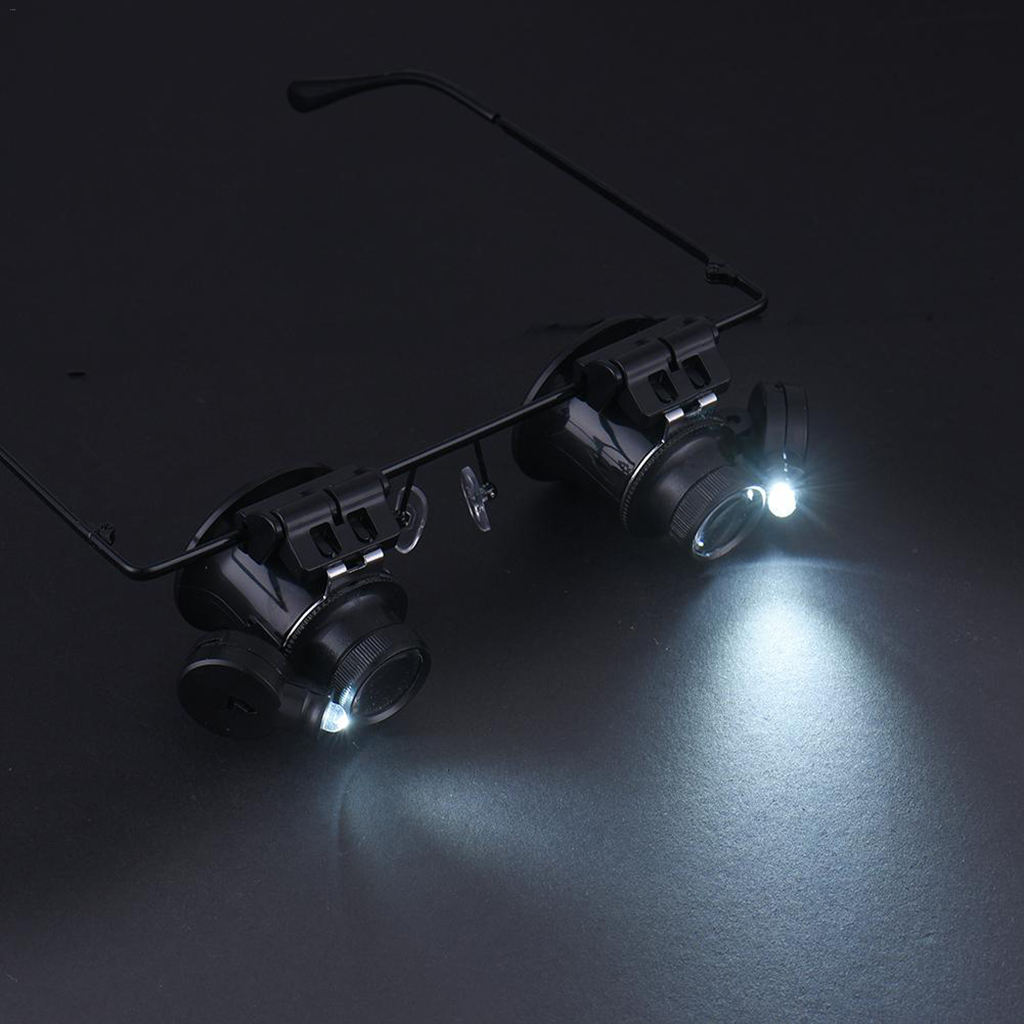 20x Head-mounted Magnifier Magnifying Glasses Lens W/ LED Light Lllumination