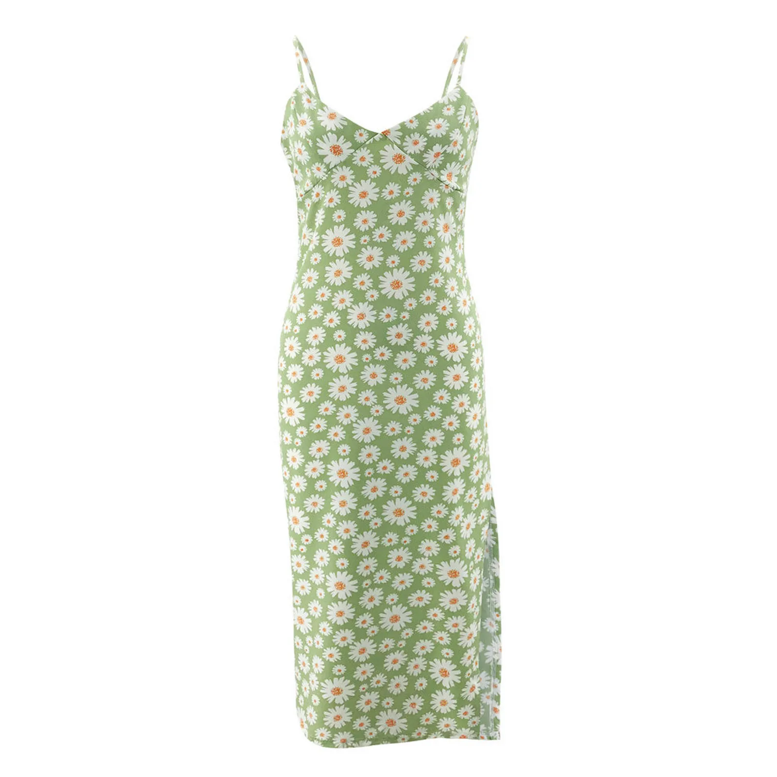 4# Womens Dresses Chiffon Beach Dress High-slit Dress Floral Print ...