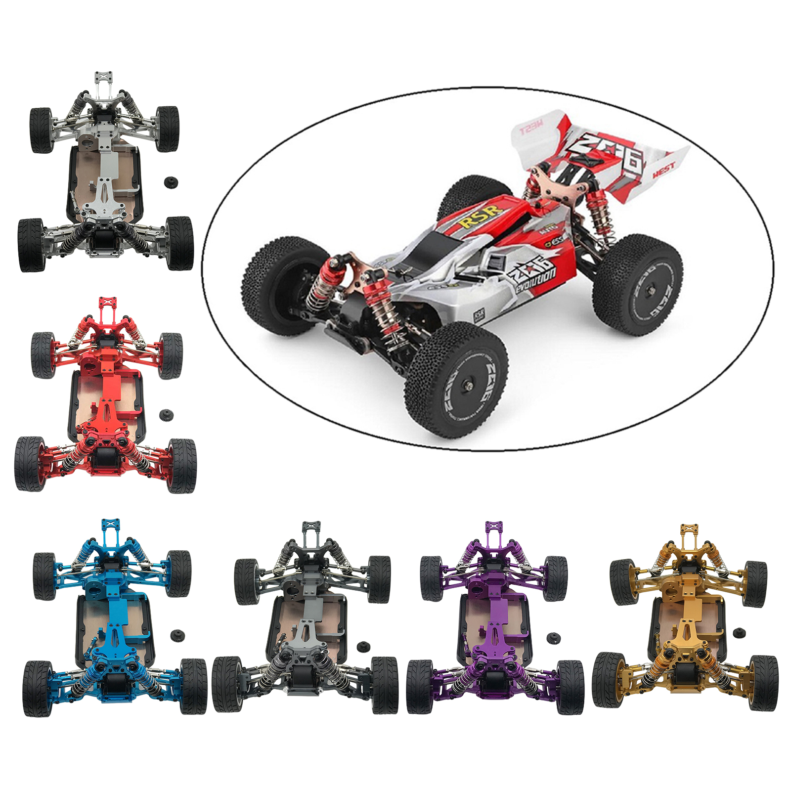 Fit for 1:14 Scale WLtoys 144001 Metal RC Car Body Frame Off-Road 4WD Crawler Climbing Buggy Car Assembled Chassis Upgrades