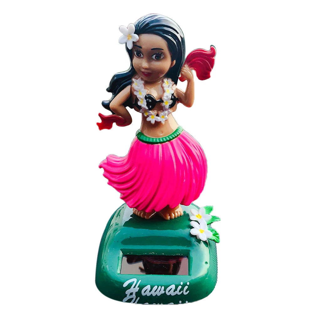 Solar Power Dancing Hawaii Girl Ornament Car Dashboard Toy Home Office Decor Figurines Model Statue Pink Dancer Girl