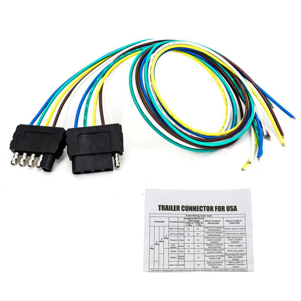 5Pin Flat Trailer Cable Set Trailer Light Plug 4*18 AWG Wire Harness Connector For Caravan Auto Adapters Sockets  5x18AWG