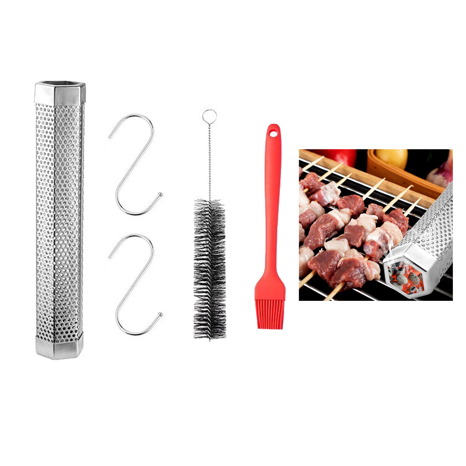 Stainless Steel Outdoor Mesh Pellet Smoker Tube Wood Grill Hot Cold Smoking