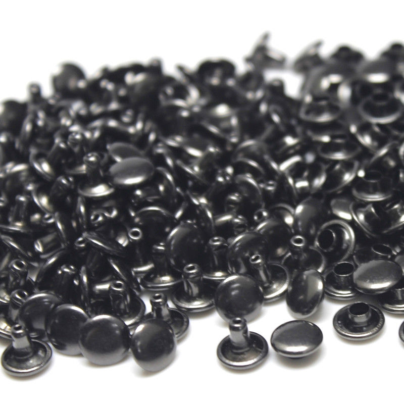 100sets 6mm 8mm Metall Doppel Kappe Nieten Nieten Runde Niet Für DIY Leder Handwerk Tasche Gürtel Kleidungsstücke hut Schuhe Haustier Kragen Dekor – Detail 8