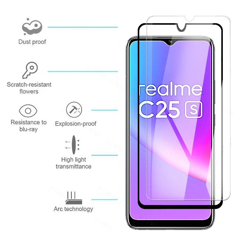 2I1N Full Cover Protective Glass for OPPO Realme C25s Screen Protector on Realme Realmy C25y C25 S C 25s Camera Lens Cases Film phone screen protectors