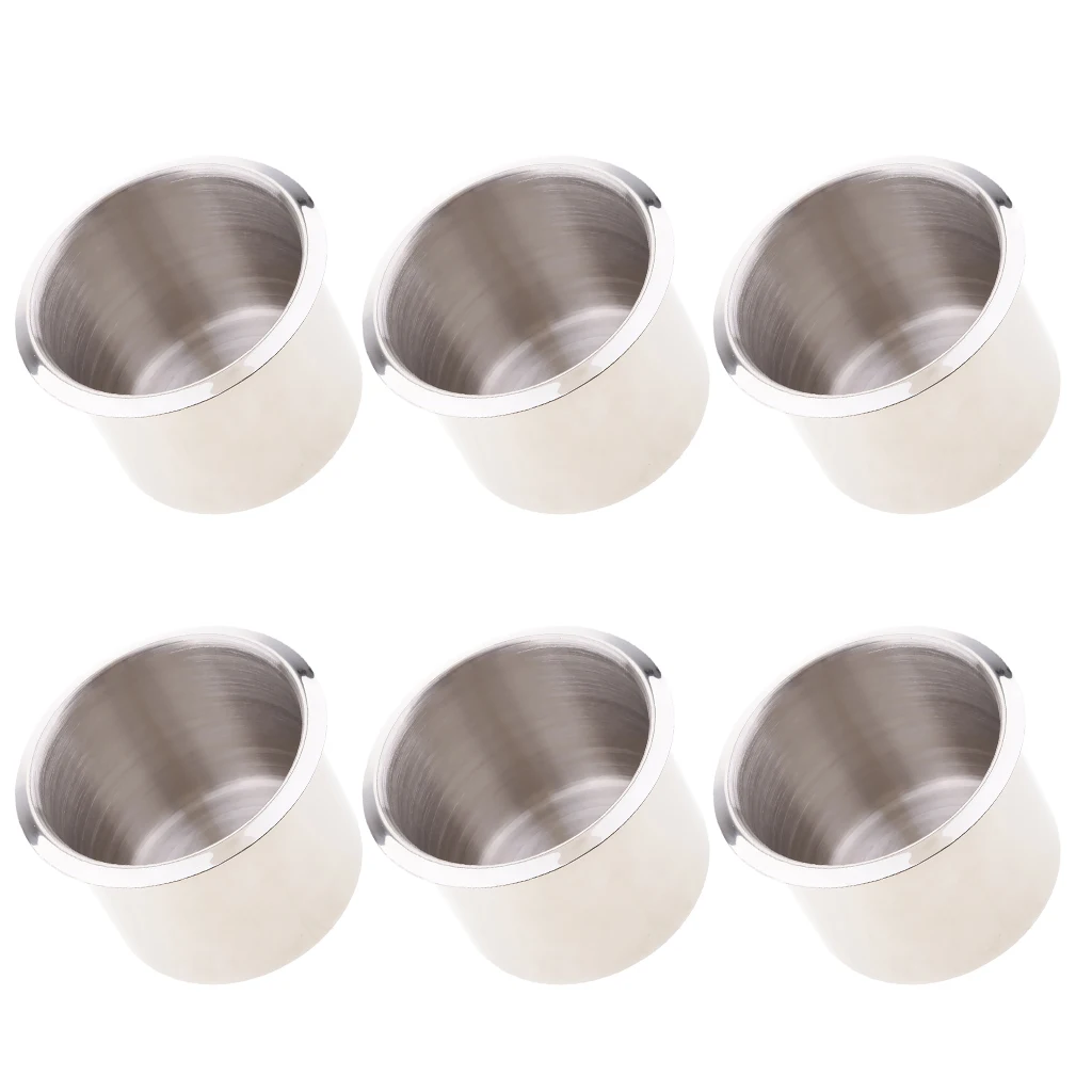 6 Packs Stainless Steel Cup Drink Holder for Marine Boat Rv Camper Table