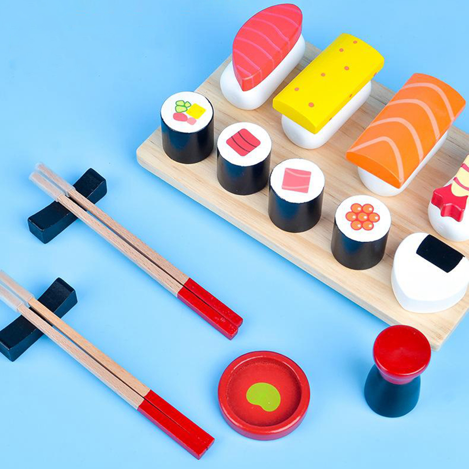 Wooden Kitchen Toys Tableware Play House Simulation Sushi Model Pretend Play Toy