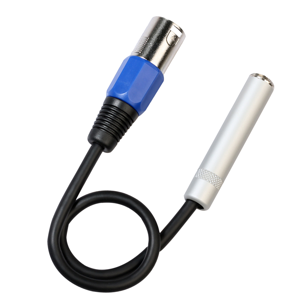 Stereo Audio 6.35mm Female Jack to 3-pin Male XLR Plug Cord 1ft 0.3 m