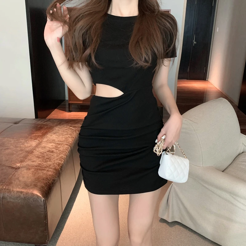 Dresses Women Solid Hollow Out Sexy Lady Trendy Sheath Mini Classy Dating Simple Casual Slender Hot Girls College Popular Newest bodycon dress