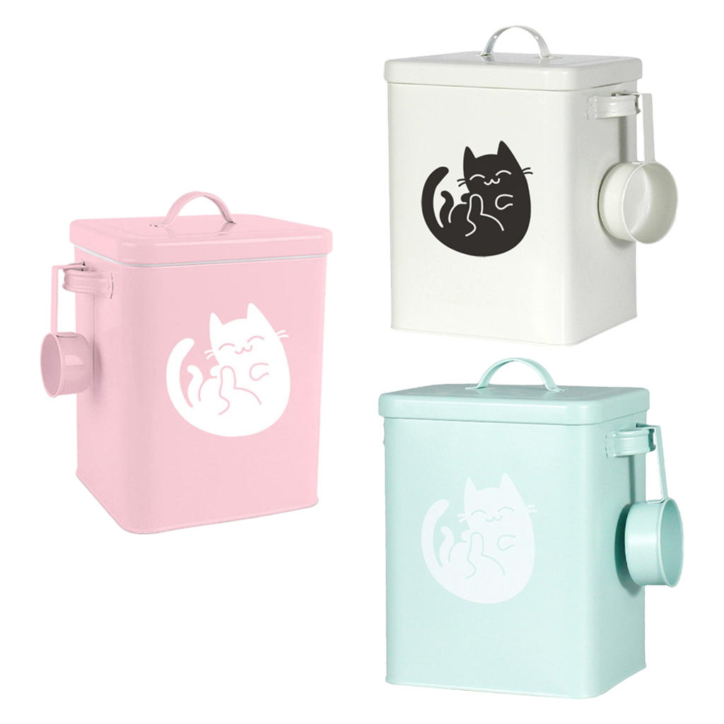 Airtight Storage Bucket with Scoop Food Storage Tin Food Canister Food Storage Container for Cat Food Dog Food Dry Food Pet Food