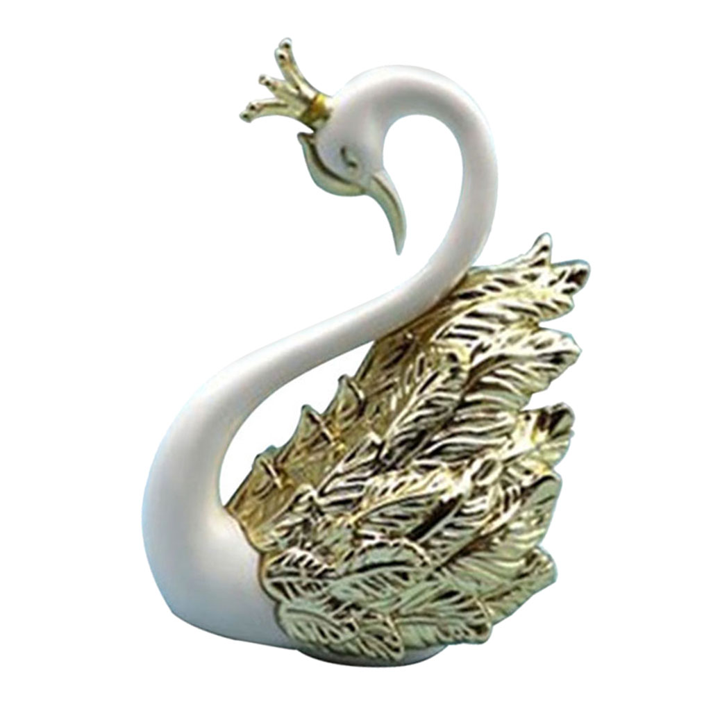 Resin Swan Statue Animal Figurine Ornament For Cake Topper Desktop Decor