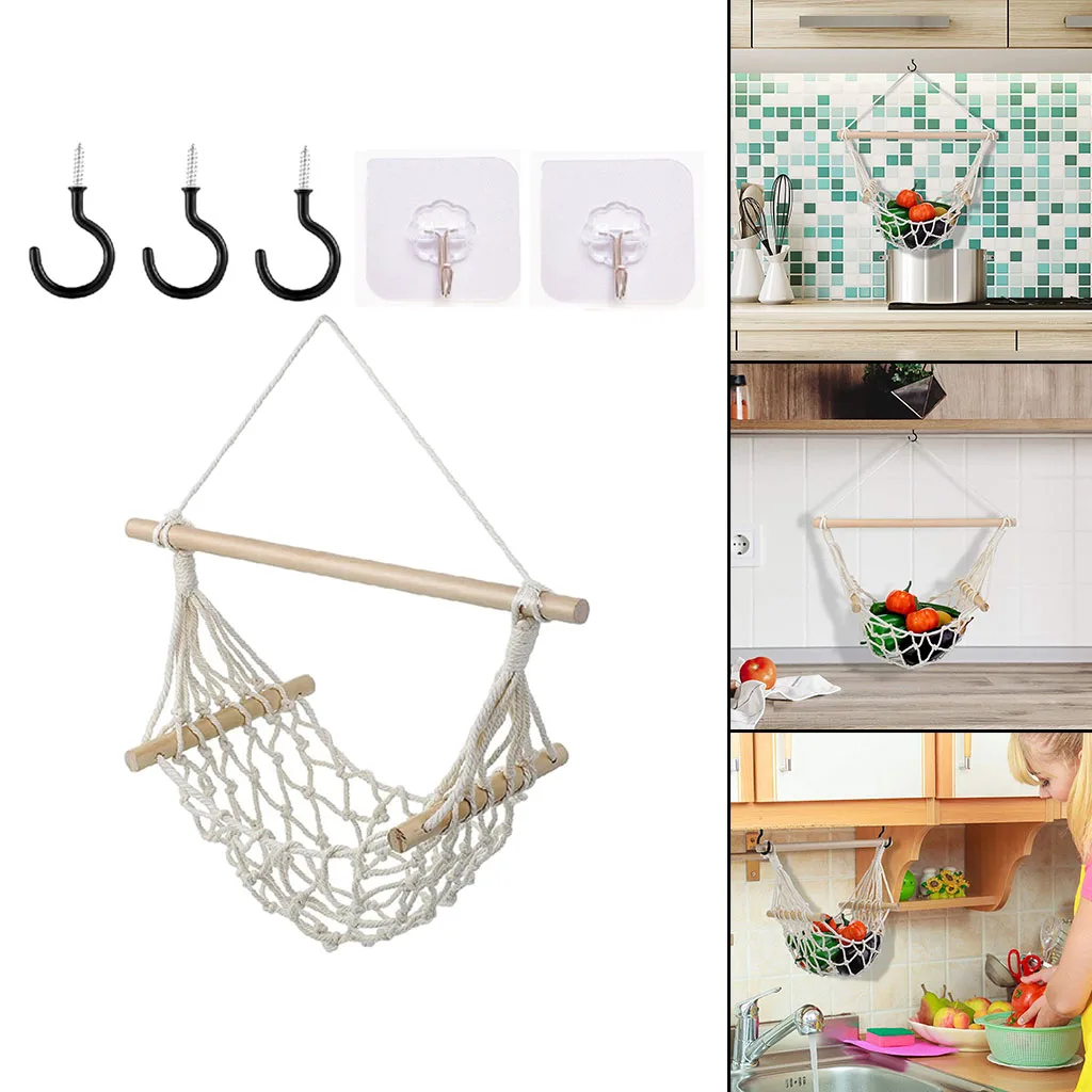 Handmade Macrame Hanging Fruit Hammock Fruit Holder Kitchen Space Saving