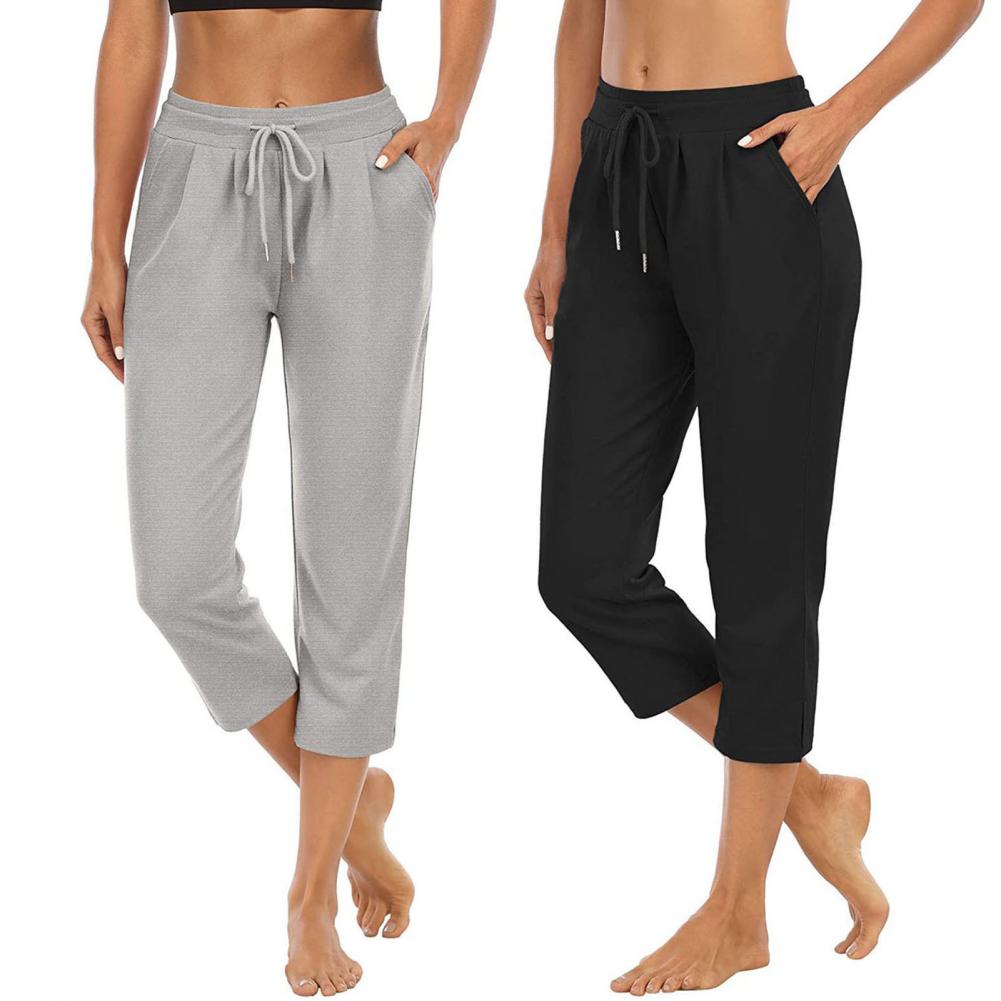 calça capri feminina de cintura alta com cor calça solta para calça de moletom esportiva