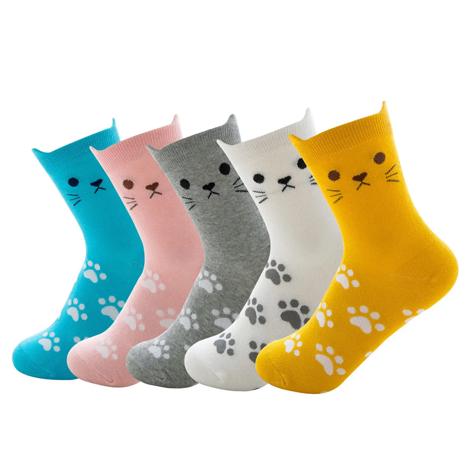 5 Pairs Ladies Womens Socks Cotton Cute Stretch Funny Casual Animal Design Novelty Socks